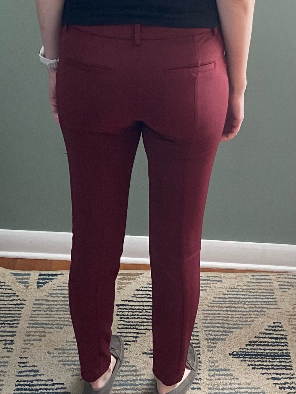 Express Women's Burgundy Skinny Ankle Pants - Picture 2 of 6